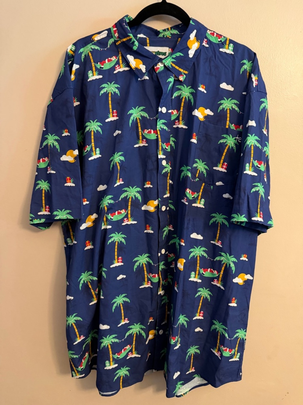 Tipsy Elves Navy Palm Tree Holiday Print Shirt